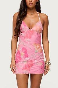 Edikted Coastal Crush Beaded Backless Mini Dress