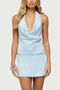 Edikted Ela Cowl Neck Satin Effect Mini Dress