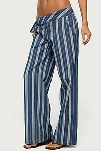 Edikted Belt Striped Low Rise Baggy Jeans