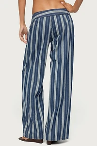 Edikted Belt Striped Low Rise Baggy Jeans