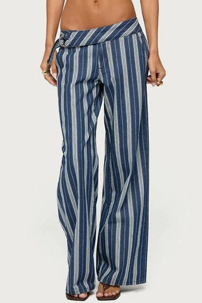 Edikted Belt Striped Low Rise Baggy Jeans