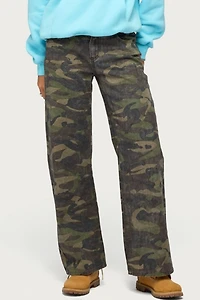 Edikted Soya Camo Low Rise Baggy Jeans