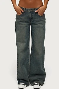 Edikted Nyc Studded Low Rise Baggy Jeans