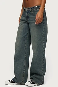 Edikted Nyc Studded Low Rise Baggy Jeans