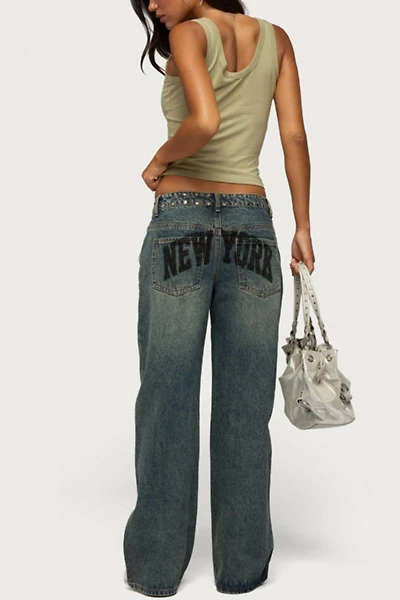 Edikted Nyc Studded Low Rise Baggy Jeans