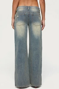 Edikted Noor Distressed Low Rise Baggy Jeans