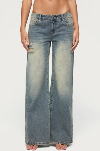 Edikted Noor Distressed Low Rise Baggy Jeans