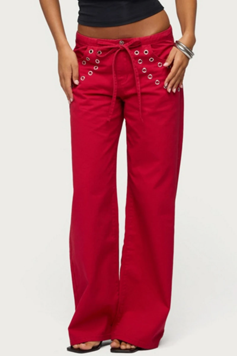 Edikted Kala Grommet Low Rise Baggy Jeans