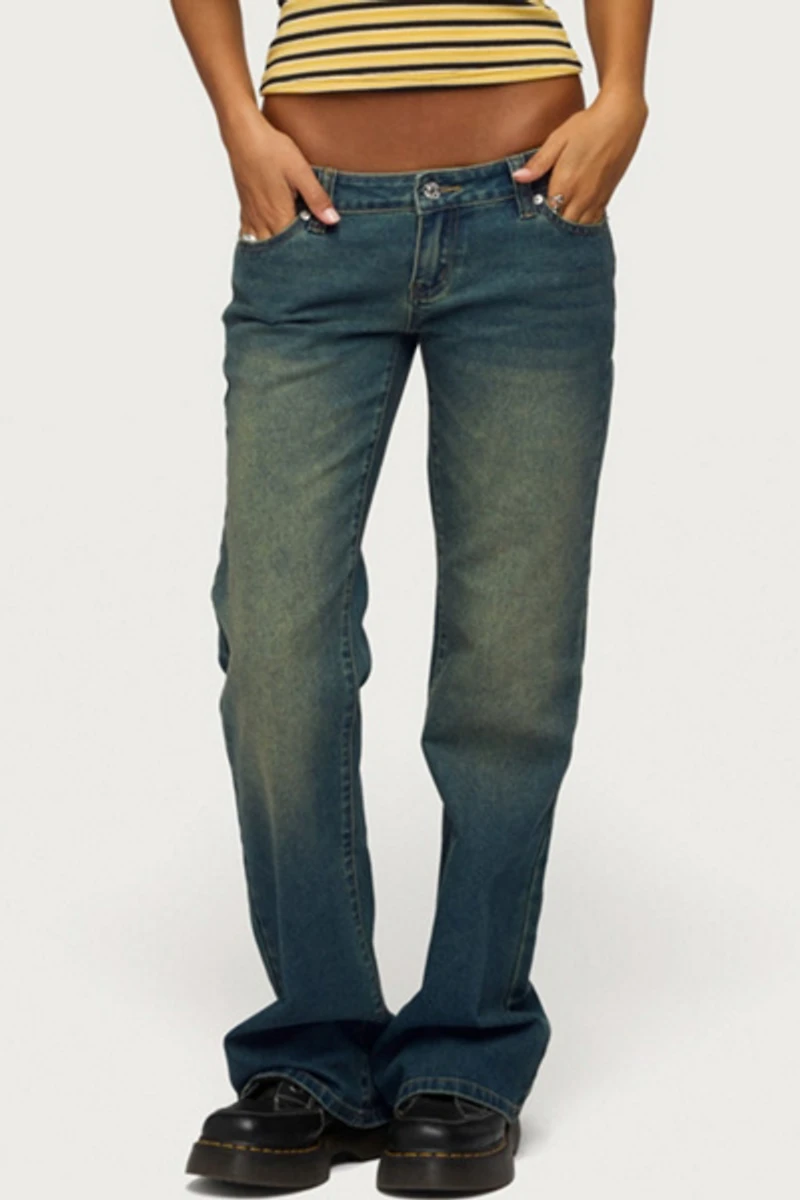 Edikted Moonie Low Rise Bootcut Jeans
