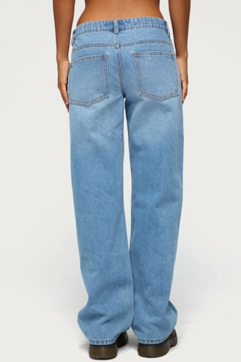 Edikted Juju Distressed Low Rise Baggy Jeans