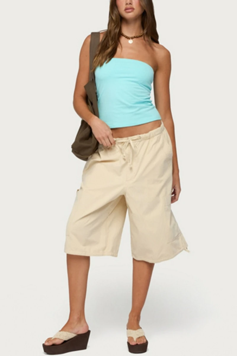 Edikted Azul Oversized Cargo Bermuda Shorts