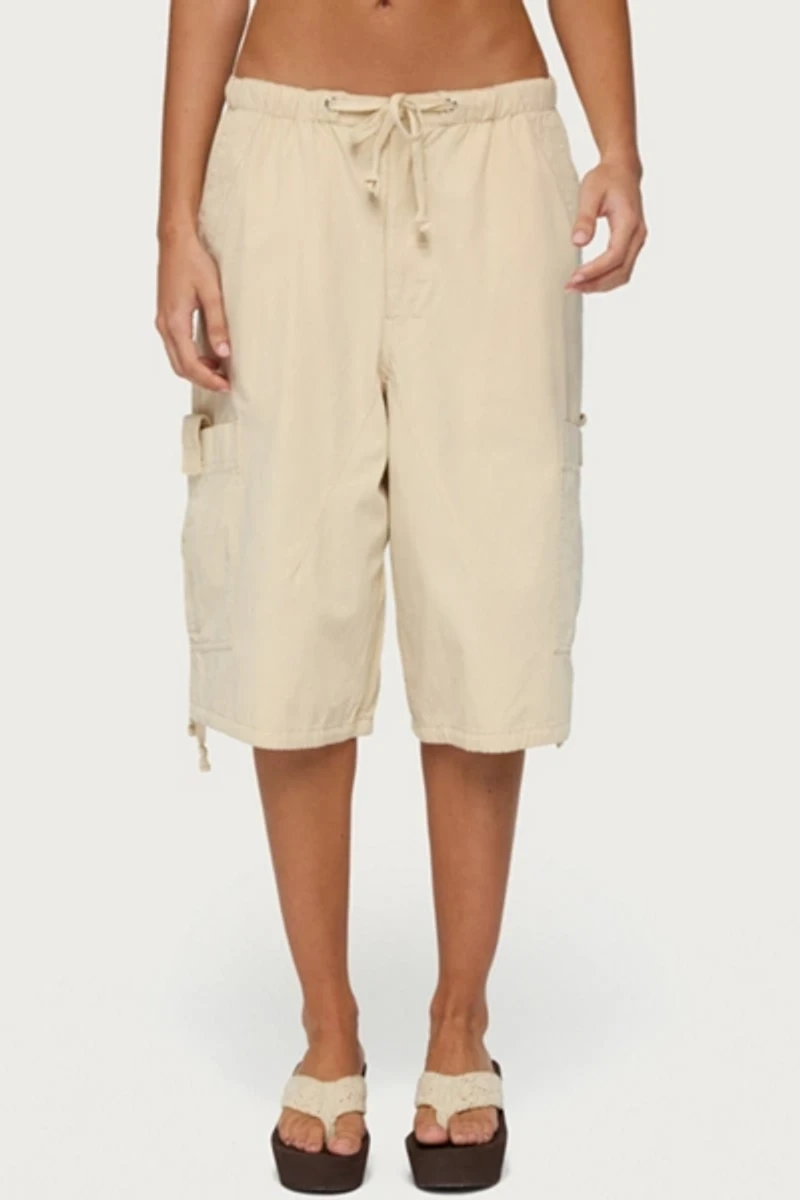 Edikted Azul Oversized Cargo Bermuda Shorts
