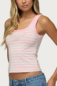 Edikted Angel Glow Rhinestone Striped Tank Top