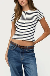 Edikted Bonita Striped Button Up Top