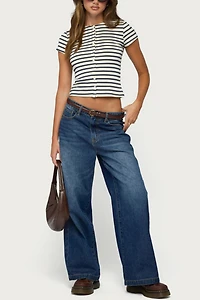 Edikted Bonita Striped Button Up Top