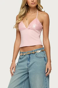 Edikted Katelyn Sequin Halter Top