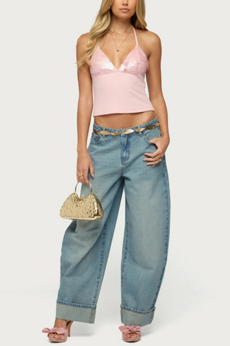 Edikted Katelyn Sequin Halter Top