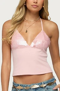 Edikted Katelyn Sequin Halter Top