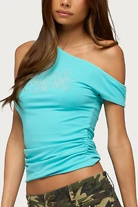 Edikted Studded Hibiscus Off Shoulder Top