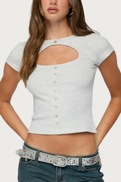 Edikted Tyla Button Up Keyhole Cutout Top
