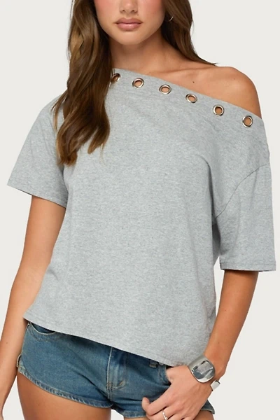 Edikted Leslee Grommet Off Shoulder T Shirt