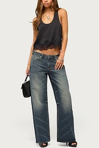 Edikted Onie Lacey Satin Effect Tank Top