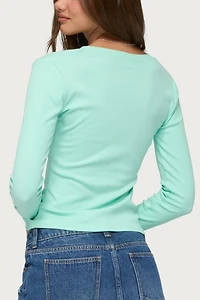 Edikted Yerin Long Sleeve Henley Ribbed Top