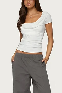 Edikted Yoya Layered Cowl Neck Top