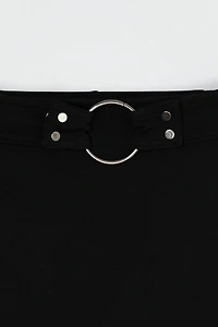 Vintage Y2k Ring Belt Black Low-Rise Midi Skirt