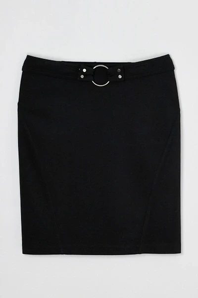 Vintage Y2k Ring Belt Black Low-Rise Midi Skirt