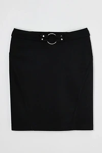 Vintage Y2k Ring Belt Black Low-Rise Midi Skirt