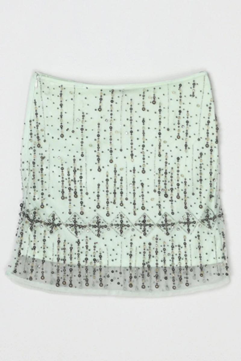 Vintage Y2k Beaded Layered Mini Skirt
