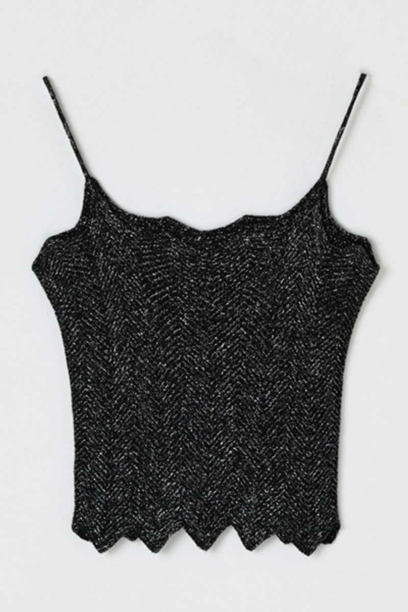Vintage Y2k Black & Metallic Knit Crop Top