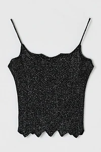 Vintage Y2k Black & Metallic Knit Crop Top
