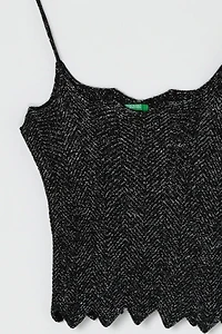 Vintage Y2k Black & Metallic Knit Crop Top