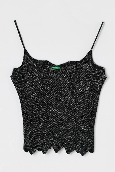 Vintage Y2k Black & Metallic Knit Crop Top
