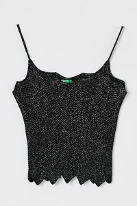 Vintage Y2k Black & Metallic Knit Crop Top