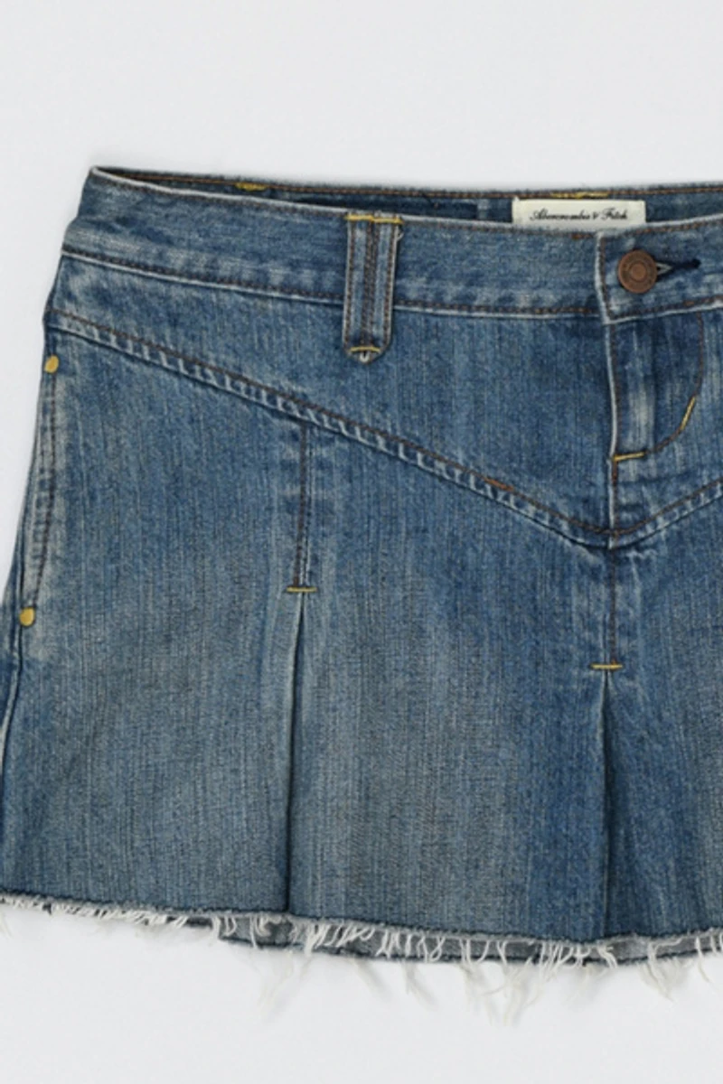 Vintage Y2k Abercrombie & Fitch Pleated Denim Micro Mini Skirt