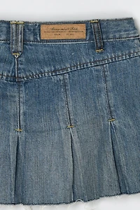 Vintage Y2k Abercrombie & Fitch Pleated Denim Micro Mini Skirt