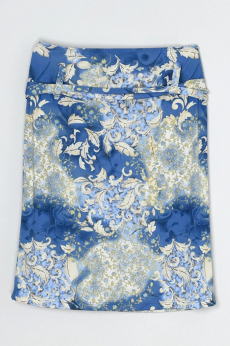 Vintage Y2k Printed Skirt with Belt