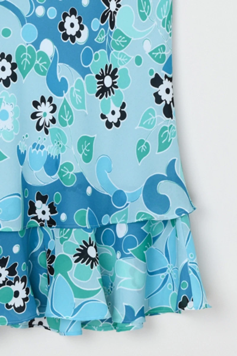 Vintage Y2k Tiered Printed Midi Skirt