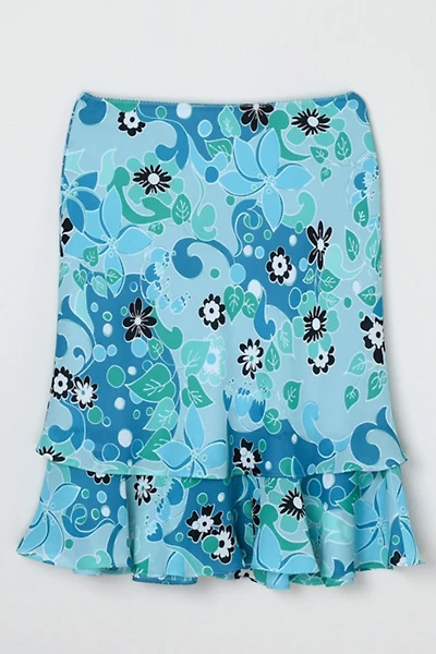 Vintage Y2k Tiered Printed Midi Skirt