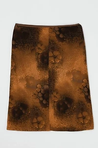 Vintage Y2k Dark Brown Printed Midi Skirt