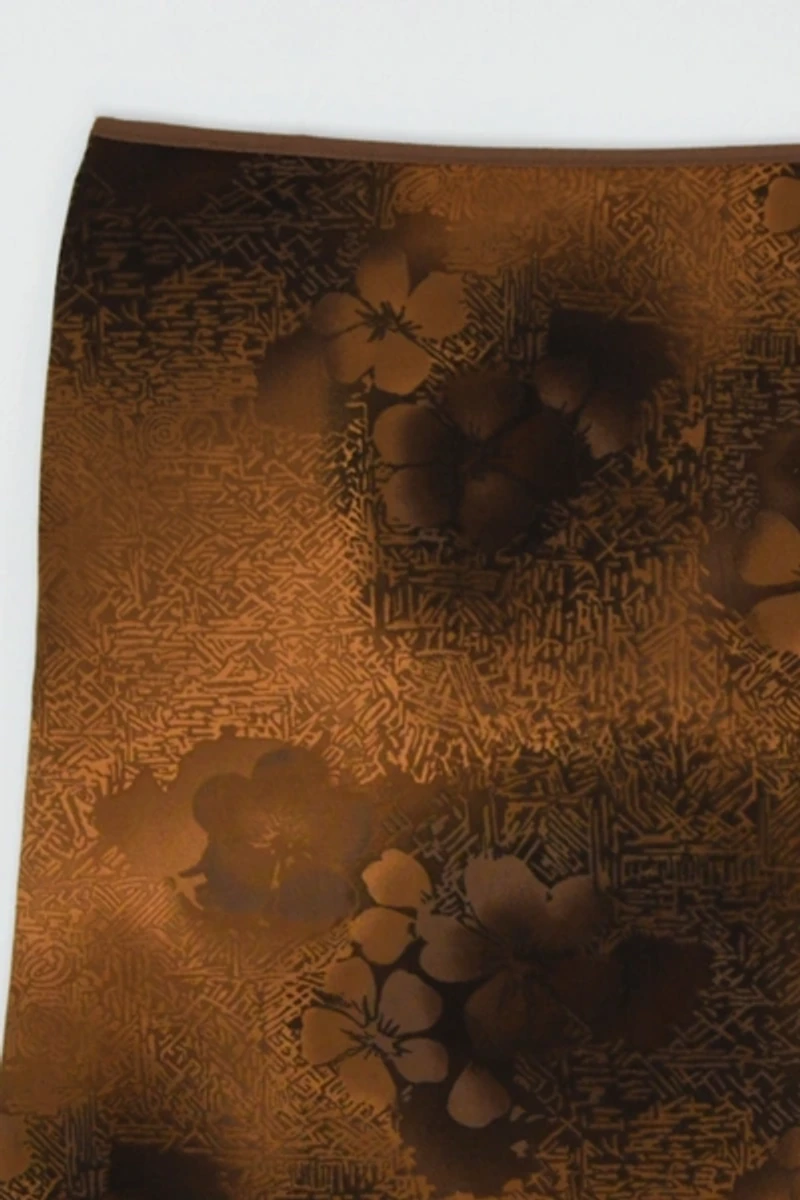 Vintage Y2k Dark Brown Printed Midi Skirt