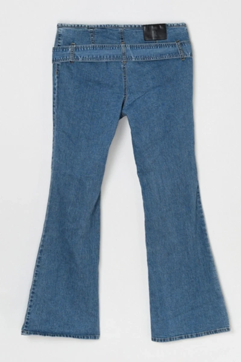 Vintage Y2k Flared Low-Rise Jeans with Denim Belt