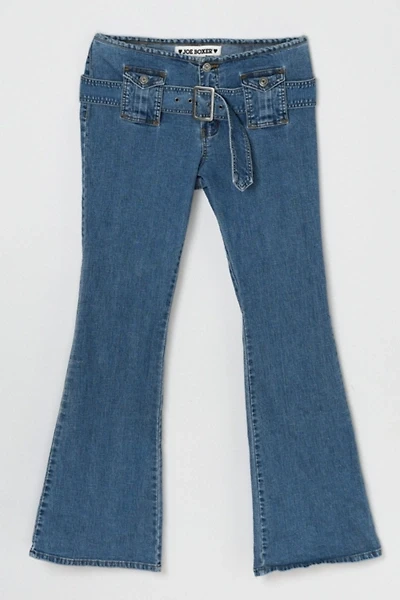 Vintage Y2k Flared Low-Rise Jeans with Denim Belt