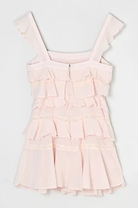 Vintage Y2k Lacy Tiered Light Pink Mini Dress