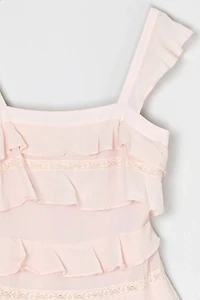 Vintage Y2k Lacy Tiered Light Pink Mini Dress