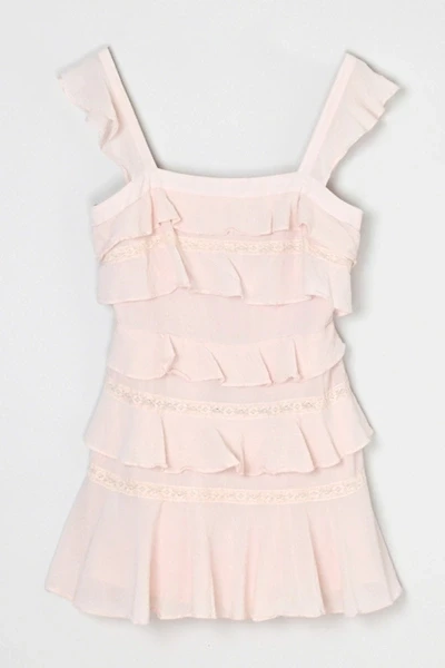 Vintage Y2k Lacy Tiered Light Pink Mini Dress