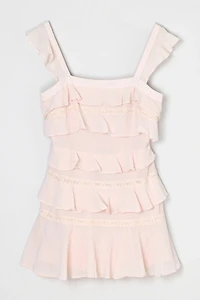 Vintage Y2k Lacy Tiered Light Pink Mini Dress
